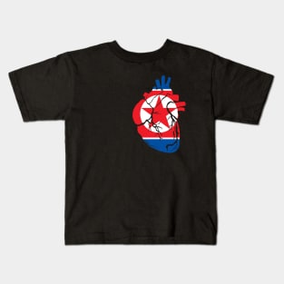 North Korea Flag, Anatomical Heart Design Kids T-Shirt